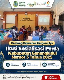 PAMONG KALURAHAN HARGOMULYO IKUTI SOSIALISASI PERDA KABUPATEN GUNUNGKIDUL NOMOR 3 TAHUN 2025